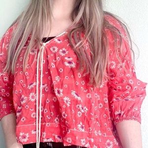 red, floral free people top!